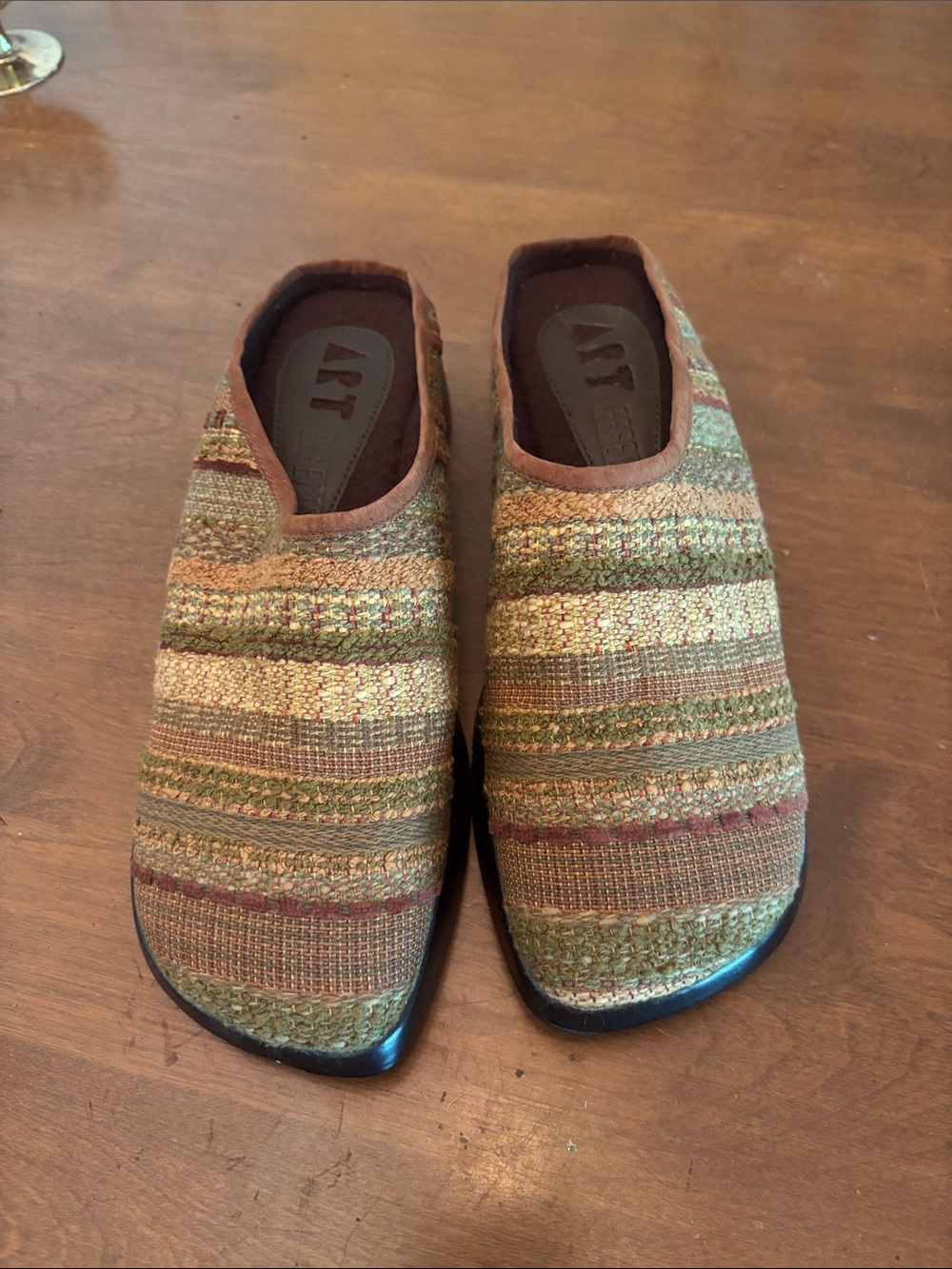 VTG Art Effects Aztec Tapestry Slides Clogs Boho 6.5
